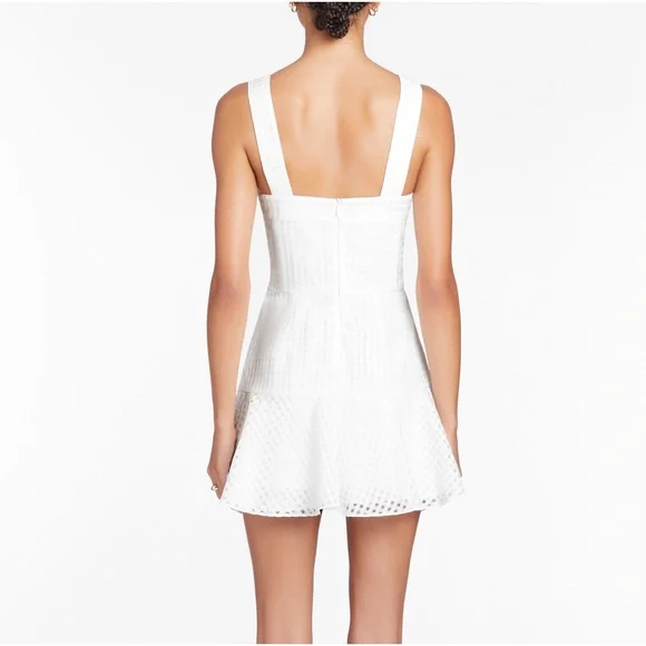 Amanda Uprichard Annalise Gingham Organza Mini Dress in White Size Medium - Picture 3 of 9